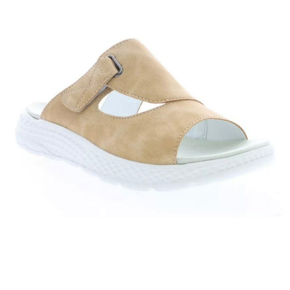 Propet Womens TravelActiv Sedona Adjustable Sandals Tan PU Upper EVA Sole Open T
